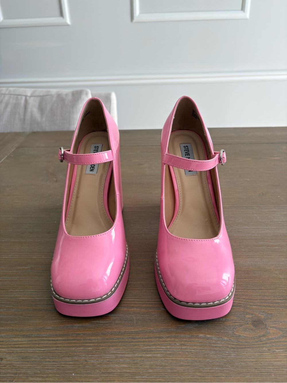 Steve Madden Pink Patent Mary Jane Platform Heels